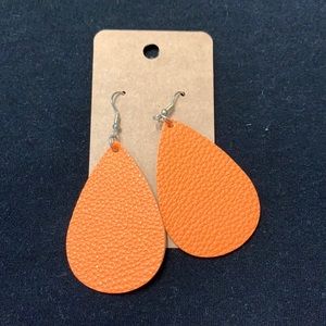 Orange leather earrings